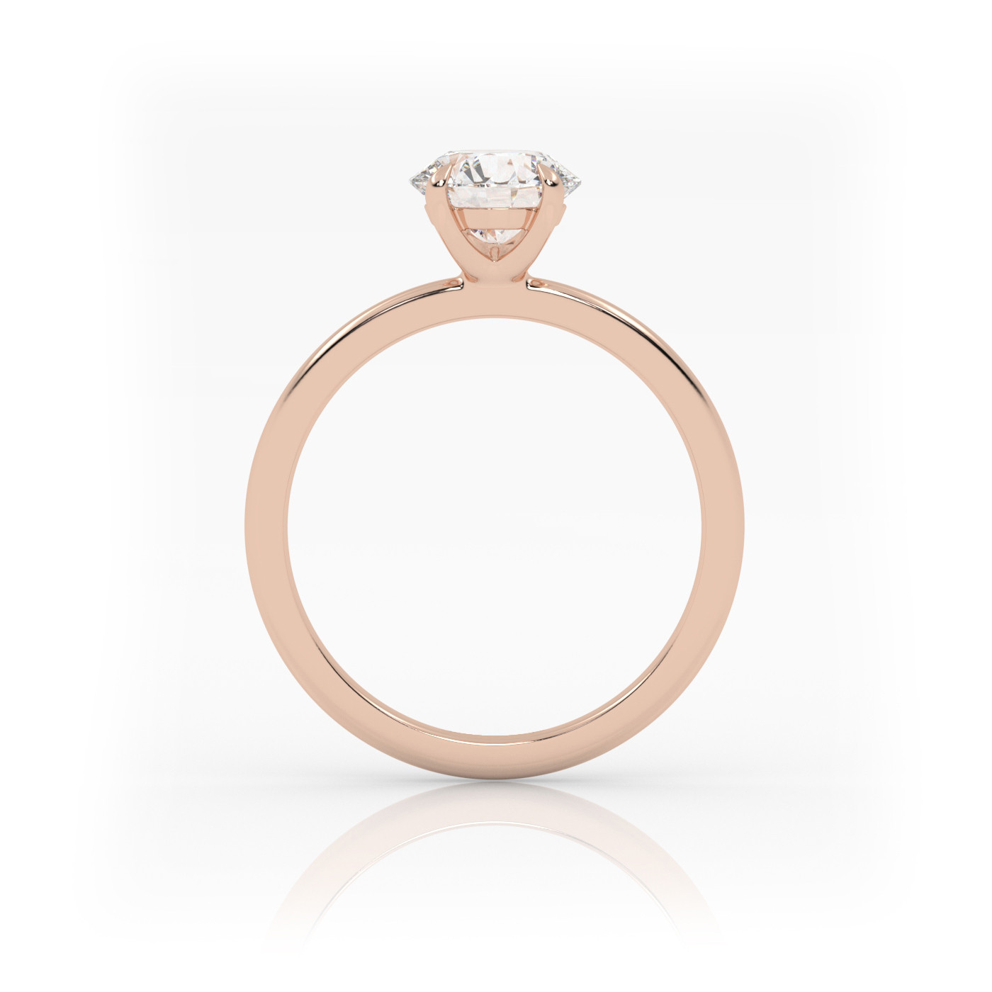 18K ROSE GOLD Round Diamond Cut Solitaire Engagement Ring