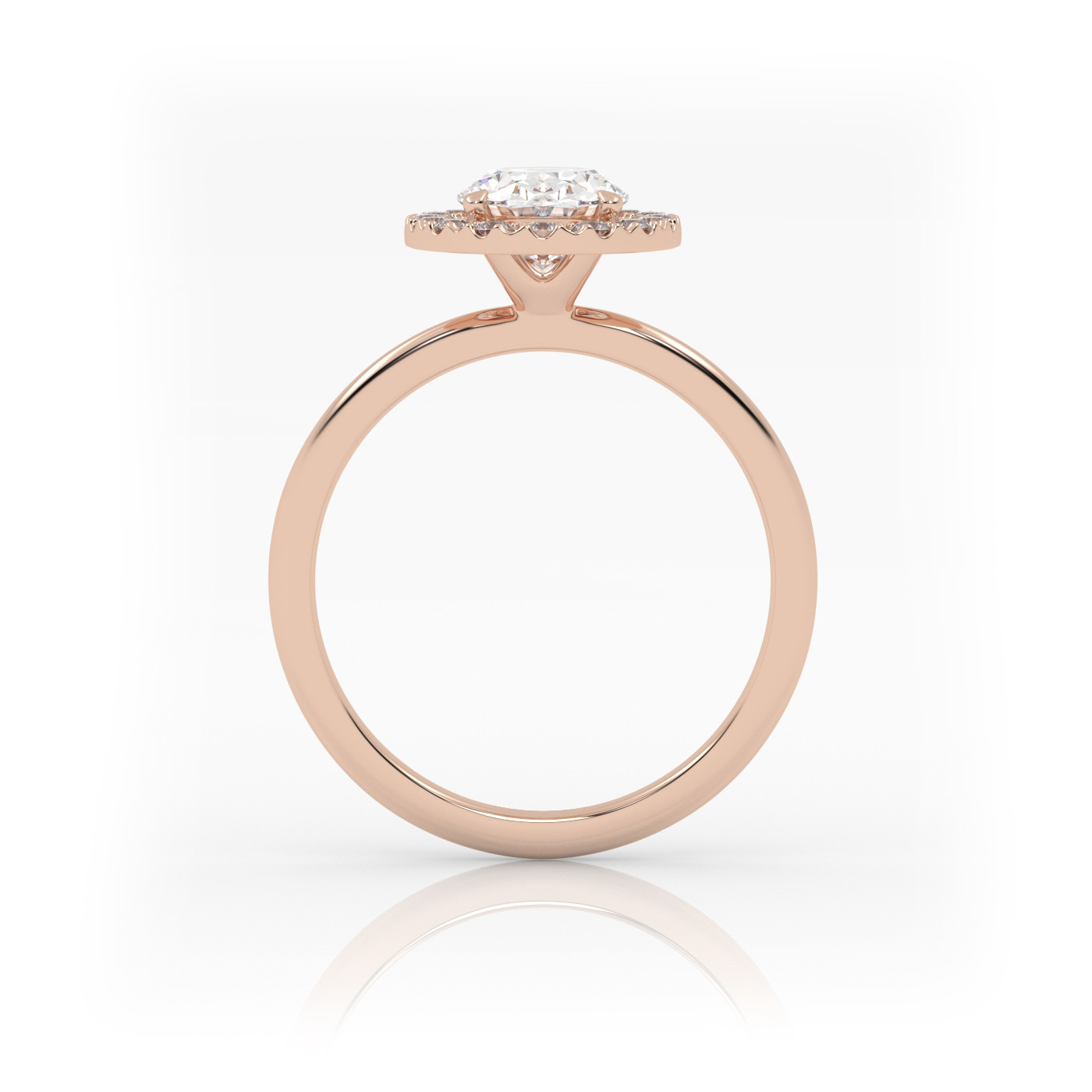 18K ROSE GOLD Oval Diamond Engagement Ring with Halo Style