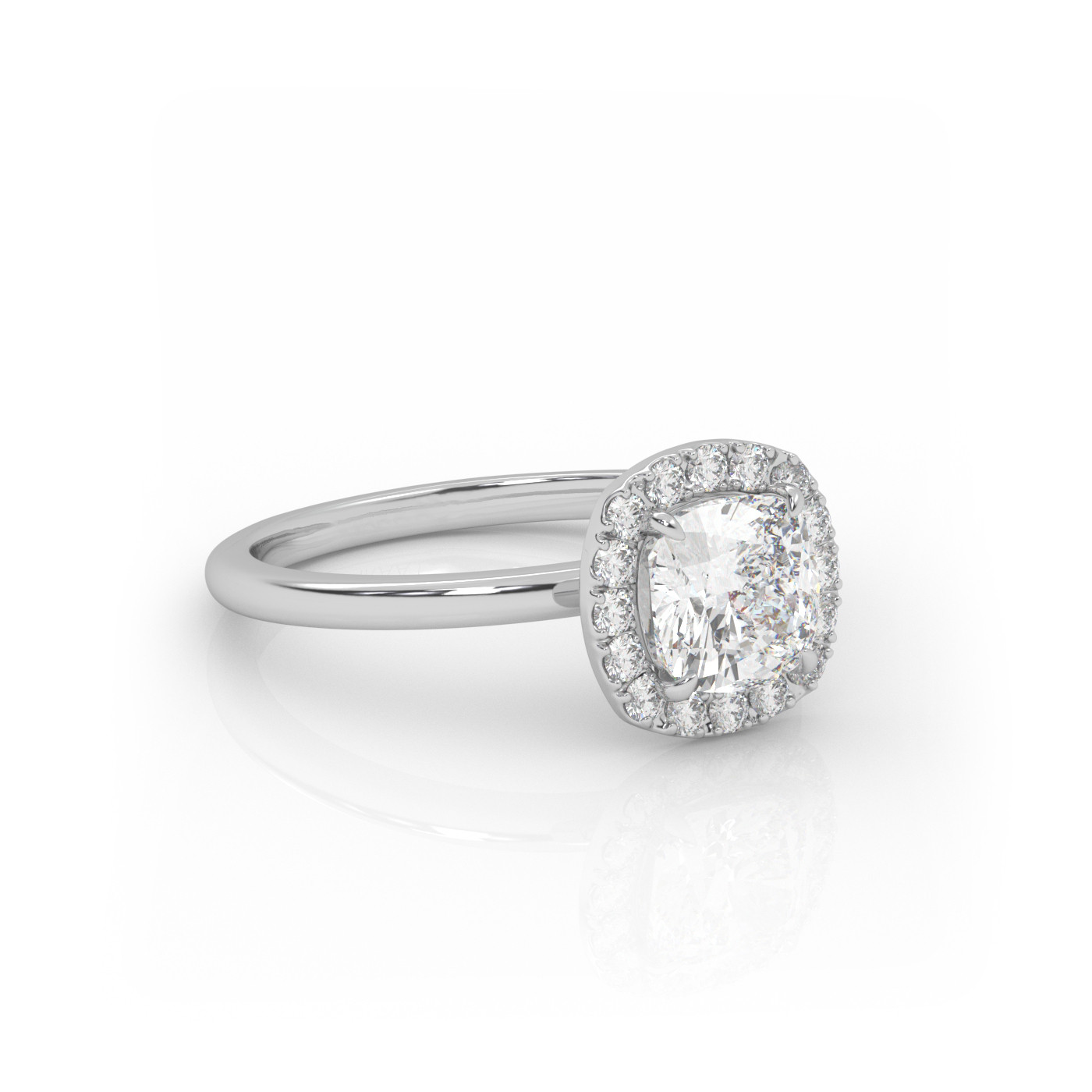 18K WHITE GOLD Cushion Cut Engagement Ring with Halo Style