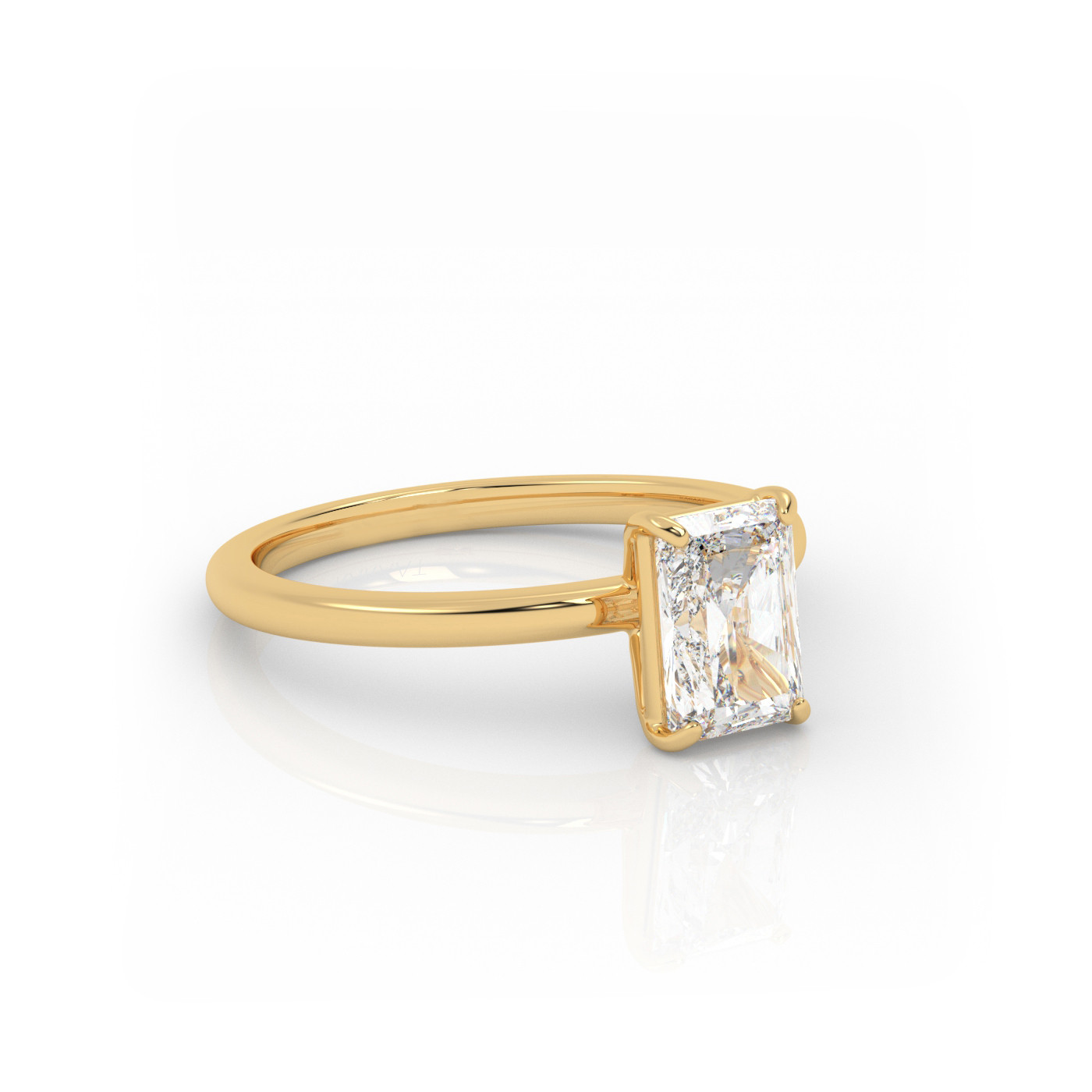 18K YELLOW GOLD Radiant Diamond Cut Solitaire Engagement Ring