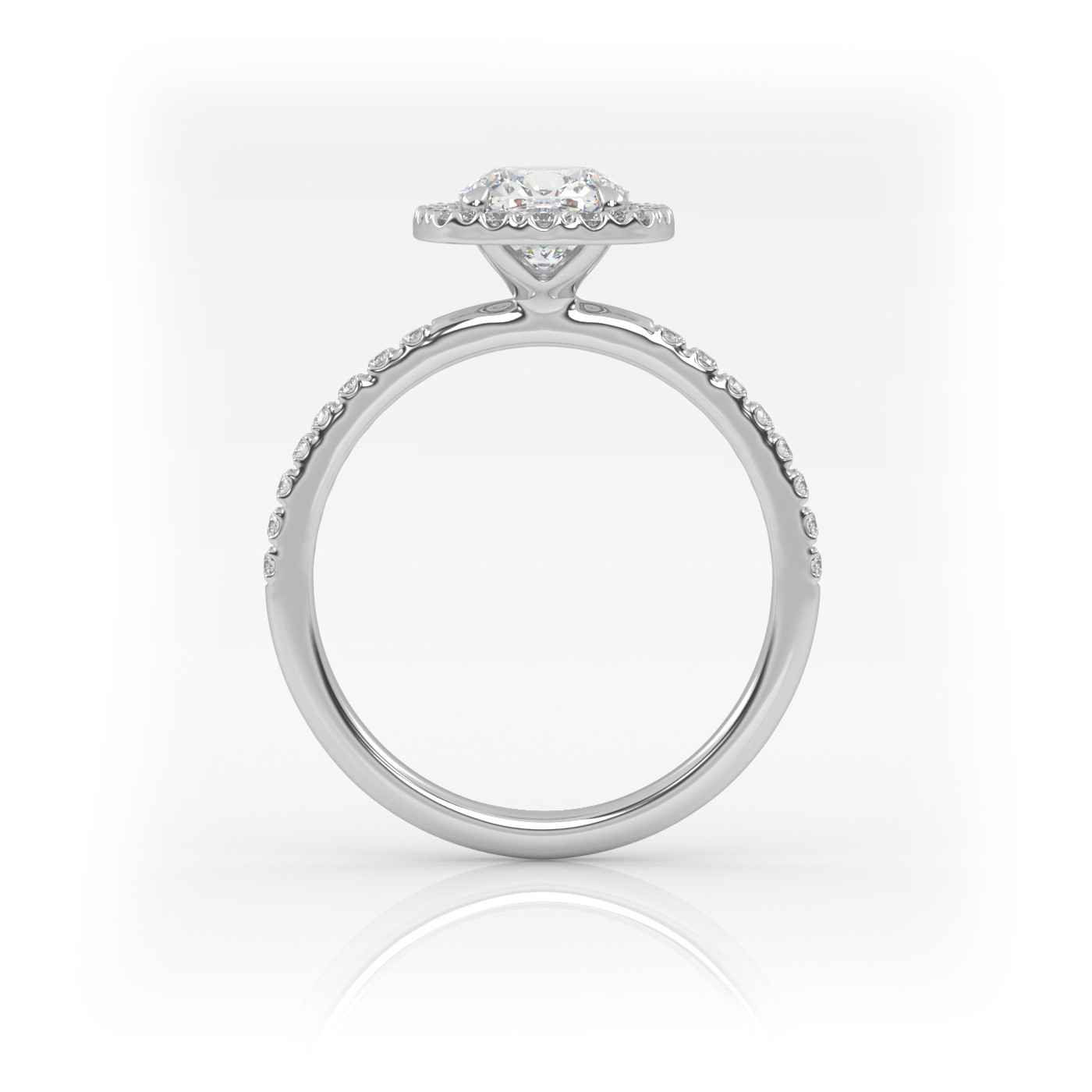 18K WHITE GOLD Cushion Diamond Engagement Ring With Pave and Halo Style