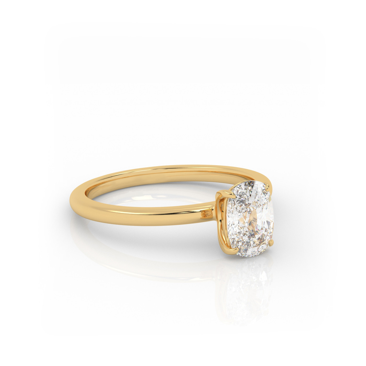18K YELLOW GOLD Elongated Cushion Cut Classic Solitaire Engagement Ring