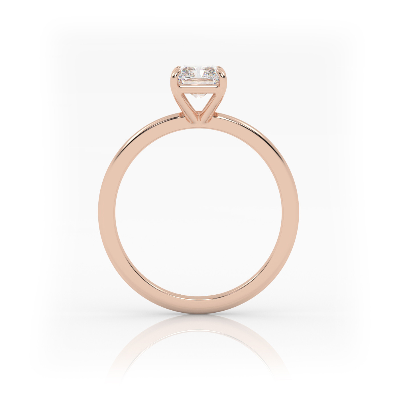 18K ROSE GOLD Radiant Diamond Cut Solitaire Engagement Ring