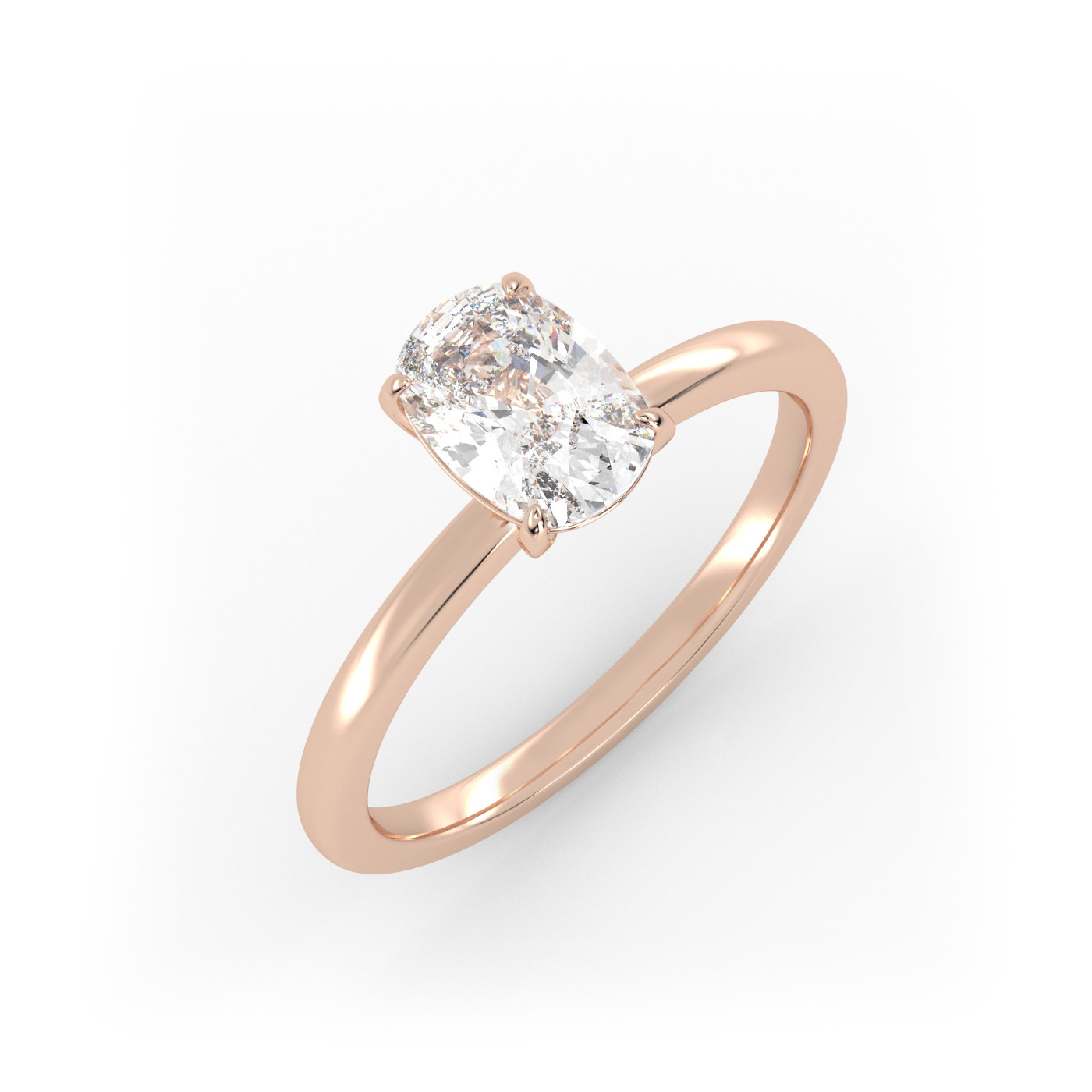 18K ROSE GOLD Elongated Cushion Cut Classic Solitaire Engagement Ring
