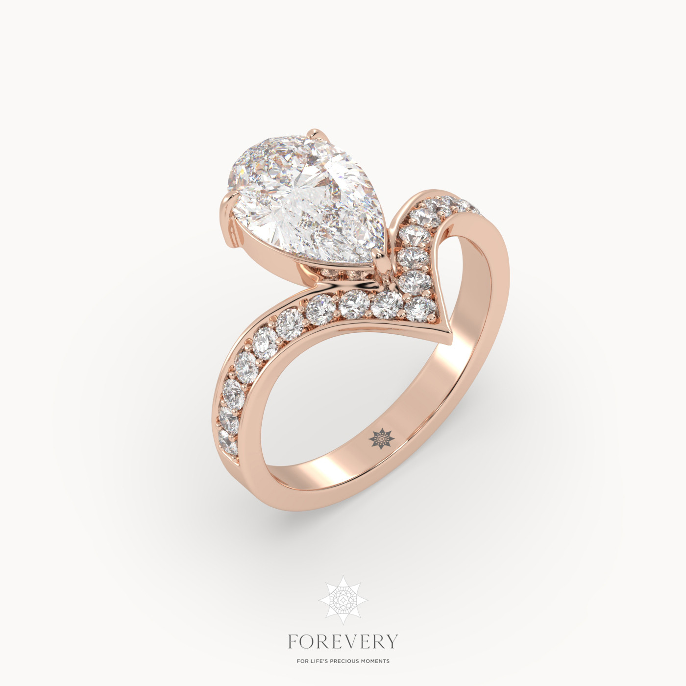 18K ROSE GOLD Pear Cut Engagement Ring